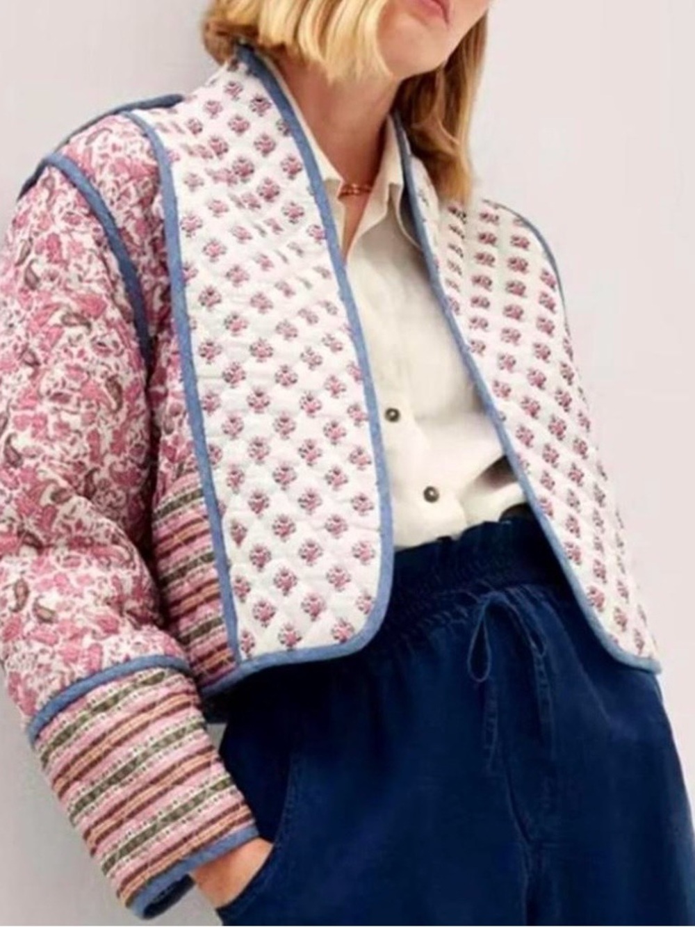 Mango reversible quilted jacket | paisley print and floral pattern